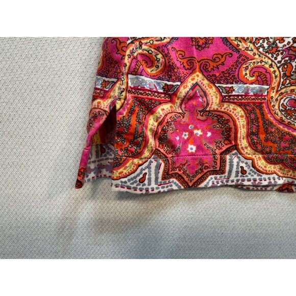 Talbots Woman Petites Paisley Boho Tank  Top Size 20WP Orange Back Zip Retro - Picture 9 of 10